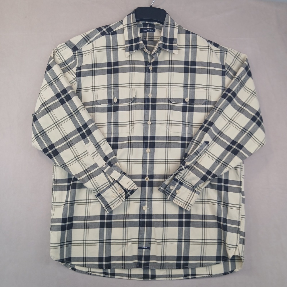 Vintage Nautica Large Mens Shirt‎ Flannel 24x29 Plaid